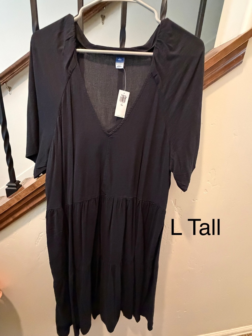 Old Navy Black V-Neck Tiered Midi Dress
